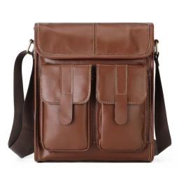 Men Vintage Leather Shoulder Bag Business Casual Crossbody Bag