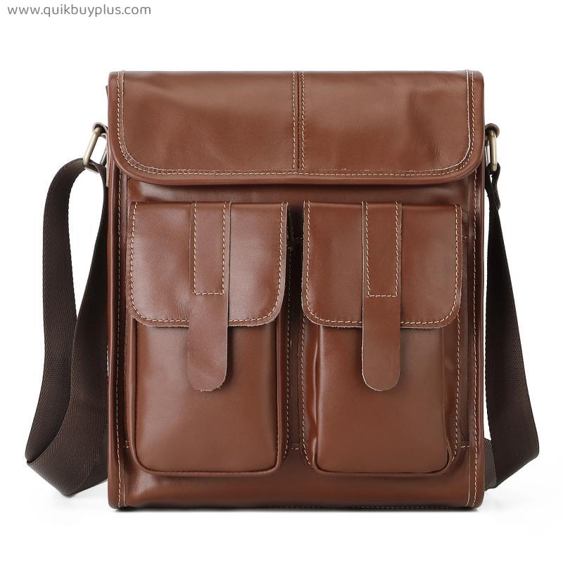 Men Vintage Leather Shoulder Bag Business Casual Crossbody Bag