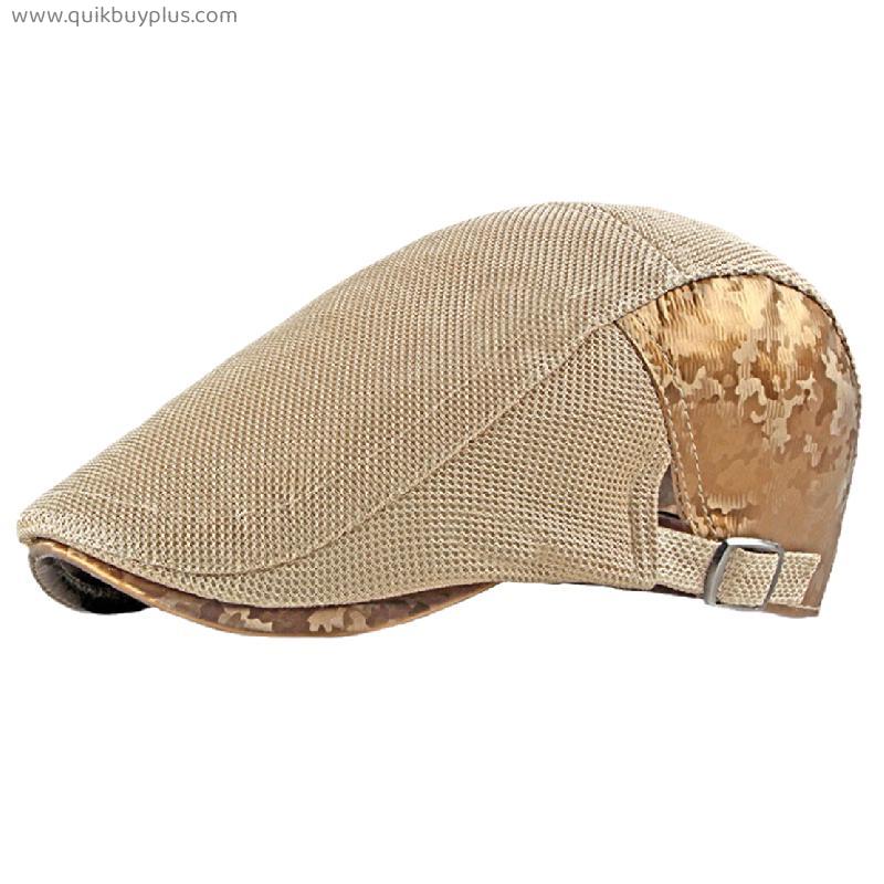 Men Women Berets Summer Mesh Cap Breathable Beret Hat Ivy Newsboy Flat Cap Adjustable Beret Cap