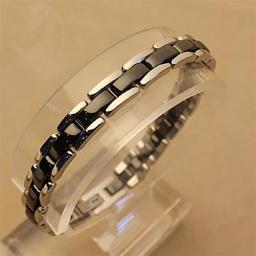 Men Women Bracelet Stainless Steel Luxury Jewelry Gift Couple Bracelet Jewellery (Metal Color : A Black)