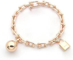 Men Women Bracelet Stainless Steel Luxury Jewelry Rose Gold Gift Bracelet Punk Classic Jewellery (Metal Color : A Gold)