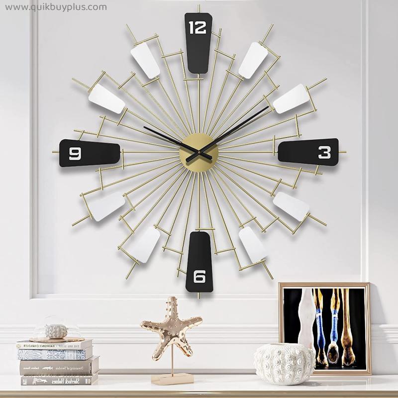 Mid Century Modern Clock 26 Inch Large Metal Decorative Wall Clocks Silent Art Wall Clock for Living Room Bedroom Decor