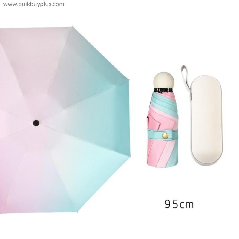 Mini Pocket Gradient Umbrellas Parasol Folding Men Umbrellas Rain For Womens UV Windproof Umbrella