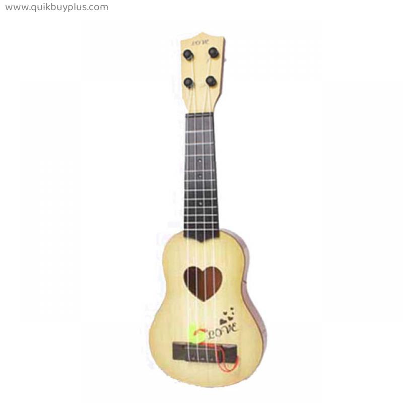 Mini guitarra 4 cordas ukulele guitarra clássica de brinquedo instrumentos musicais para crianças iniciantes educação precoce coração guitarra