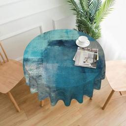 Modern Art Tablecloths Waterproof Table Cover Teal Turquoise Tablecloth Round Blue Grey Farmhouse Table Cloths