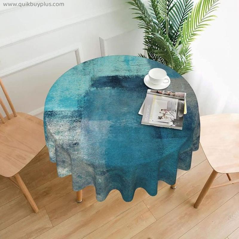 Modern Art Tablecloths Waterproof Table Cover Teal Turquoise Tablecloth Round Blue Grey Farmhouse Table Cloths