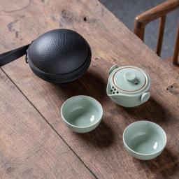 Modern Ceramic Tableware Teapot Desktop Decoration Portable Travel Kung Fu Tea Set Porcelain Crafts Home Decoration Accessories