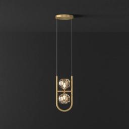 Modern Crystal Pendant Light LED Dimmable Brass Chandelier Bedroom Bedside Adjustable Ceiling Hanging Lamp Simplicity Home Decoration Suspended Light Fixture H12.61in