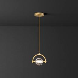 Modern Crystal Pendant Light LED Dimmable Brass Chandelier Home Bedroom Bedside Adjustable Ceiling Hanging Lamp Nordic Living Room Hallway Decor Suspended Light Fixture