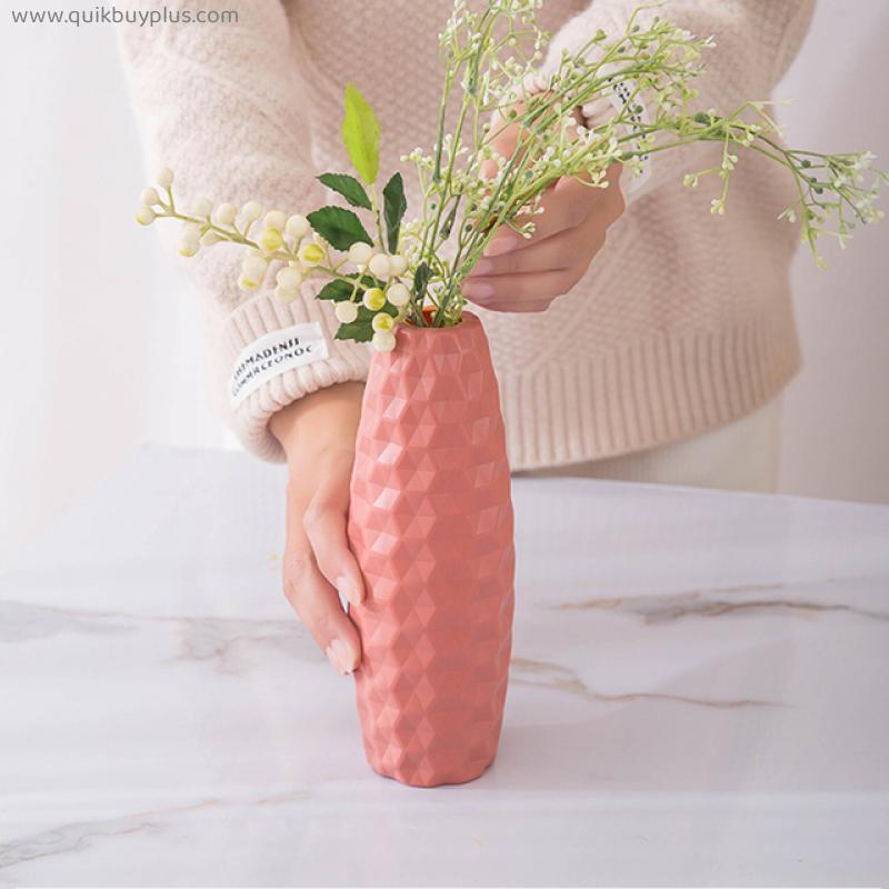 Modern Flower Vase Home Decor Living Room Imitation Ceramic Plastic Vases Table Nordic Style Flower Pot Home Decoration Ornament