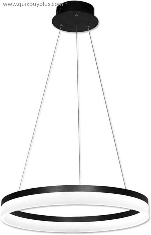 Modern Minimalist Ring Chandelier Aluminium Body Acrylic Lampshade Hanging Light Adjustable Suspended Hanging Lamp for Living Room Bedroom (Color : Black, Size : White Light)
