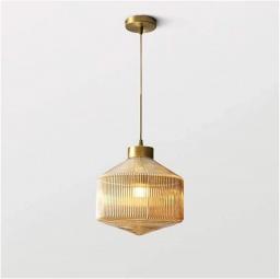 Modern Nordic Style Pendant Light Minimalist Chandelier Polished Brass Creative Glass Hanging Lamp Creative Design Geometric Lampshade for Home (Color : 25 * 30cm)