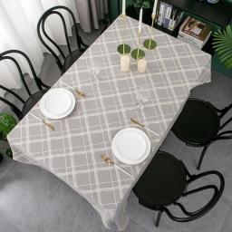 Modern Simple Lattice Printing Dining Table Cover Home Decoration Waterproof Rectangular Tablecloths for Table Picnic Blanket
