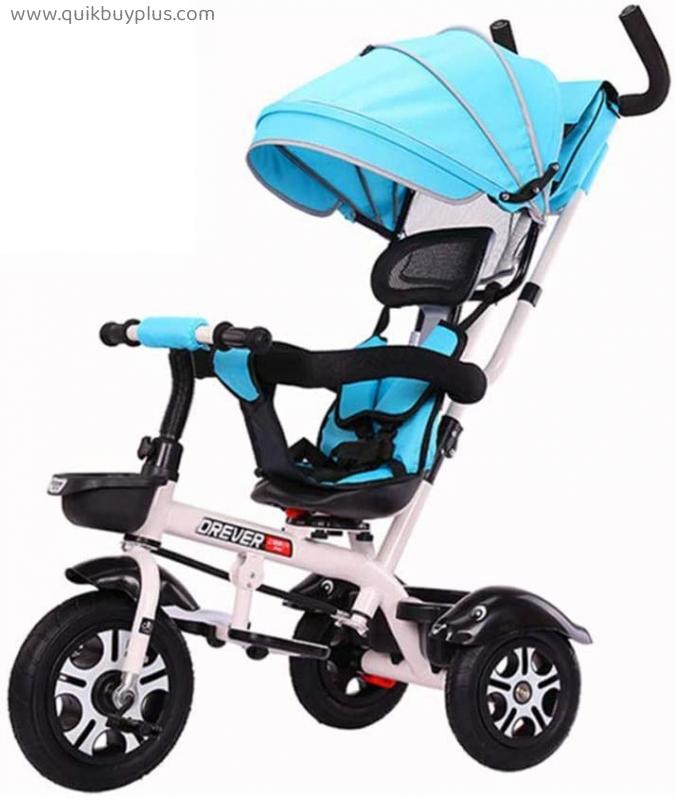 Moolo Children Tricycles Trike Baby, Two-Way cart 3 in 1Rotation rotatable Oversized Sun Awning Comfortable Adjustable backrest Suitable Shopping Travel 1-6 Years Old