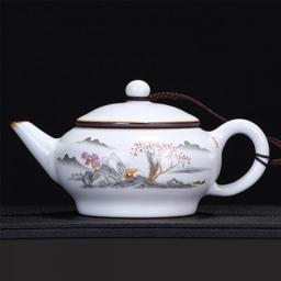 Moon White Teapot Ceramic Ru Porcelain Open Teapot Retro Chinese Small Single Pot Kung Fu Tea Set