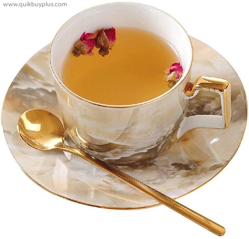 Mug 250ml Marbled Coffee Cup and Saucer Luxury Bone China English Afternoon Tea Black Tea Flower Tea Cup Tea Set Personalized Creative Ceramic Coffee Cup Mugs