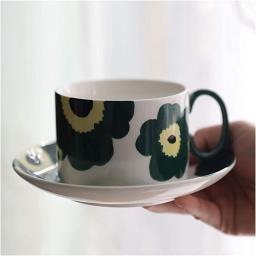 Mug Retro Afternoon Tea Flower Tea Cup Japanese Style Tea Cup And Saucer Set Hand-Painted Pattern Coffee Cup Living Room Household Tea Cup 200ml Novel Style Cup,Cups (Color : Black)