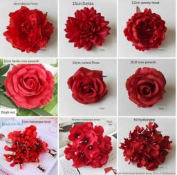 Multiple Styles Peony Flowers Bouquet Beautiful Red Silk Roses Artificial Flowers Wedding Home Table Decor Arrange Fake Flowers