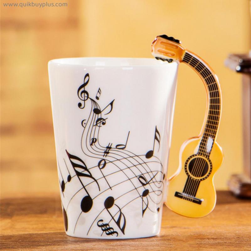 Music Mug Creative Violin Style Guitar Ceramic Mug Coffee Tea Milk Stave Cups with Handle Coffee Mugs Novelty Gifts