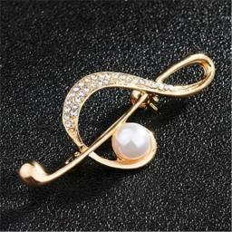 Music Note Brooches Crystal Rhinestones Musical Signs Brooch Lapel Pins For Women Singer Party Concert Accessories Gift Jewelry