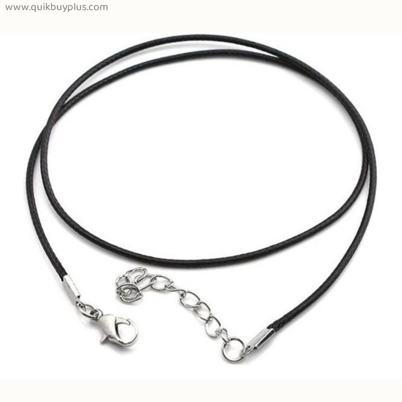 NK697 Hot 2.0mm Clasp String Black PU Leather Cords Rope Necklace For Women DIY Chain Necklace Accessories Jewelry Findings