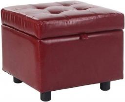 NXYJD Leather Footstool， Footstool with Lid Square Storage Padded Footstool 4 Footstool Padded PU Leather Seat Wine for Living Room Hallway (Color : Red)