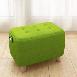 NXYJD Solid Wood Rectangular Footstool, Fabric Sofa Footstool Home Living Room Bench With Side Storage Bag (Color : Green)