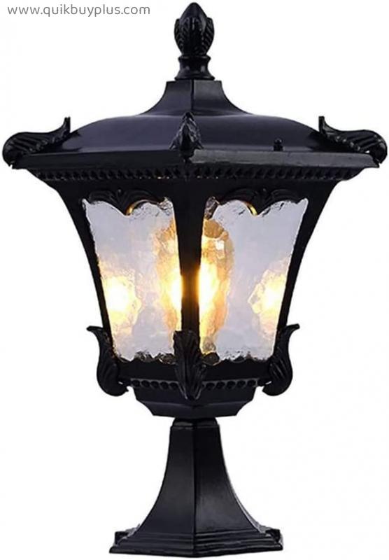 NXYJD Traditional Outdoor Post Lights Black - Cast Aluminum Post Light Fixture with Hammered Glass Shade for Deck Porch Patio Exterior Pillar Lamp (Color : B)