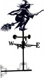 NYHKTY Metal Weather Vane Witch Weathervane with Arrow Ornament Wind Direction Indicator Garden Stake Wind Vane Measuring Tool