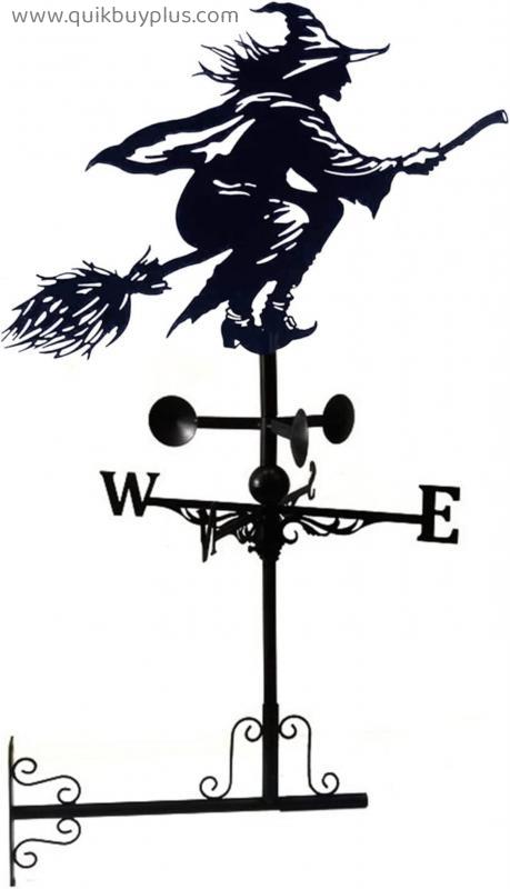 NYHKTY Metal Weather Vane Witch Weathervane with Arrow Ornament Wind Direction Indicator Garden Stake Wind Vane Measuring Tool