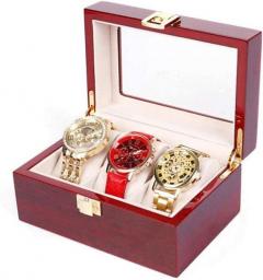 NaNa WYEMG 3 Slots Watch Box - Wooden Watch Organizer, Watch Box Display Case
