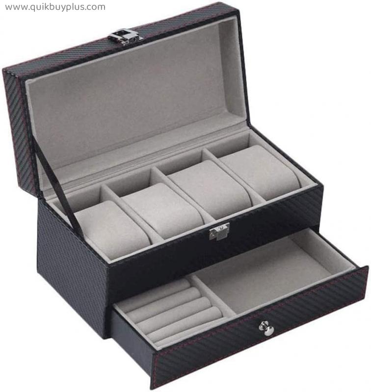 NaNa WYEMG Jewelry Box - Double Layer Jewelry Box Jewelry Storage Box Simple Packing Storage Box Watch Box (Color : Black)