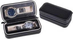 NaNa WYEMG Watch Box - 2-bit Watch Storage Box Simple Zipper Watch Bag Leather Travel Portable Watch Jewelry Box (Color : B)
