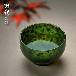 Natural A black jade Hand-Carved jade kettle pot magnetic health tea cup for friend jade gift jewelry women men jade