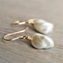 Natural Baroque Pearl Earrings 14K Gold Filled Drop Earrings Handmade Fine Jewelry Boho Oorbellen Brinco Vintage Women Earrings