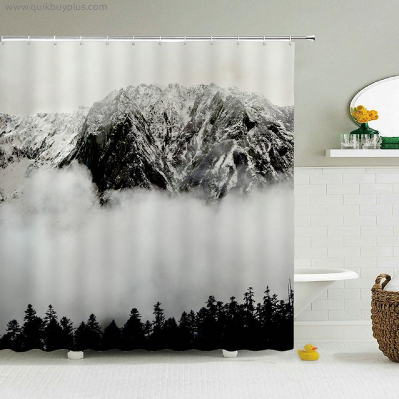 Natural Scenery waterproof Fabric Shower Curtain Bathroom Curtains With Hooks 180X180cm landscape Bath Screen Home Decoration