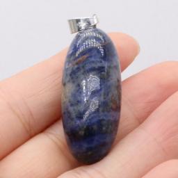 Natural Stone Gem Blue Sodalite Pendant Handmade Crafts DIY Charm Necklace Jewelry Accessories Exquisite Gift Making For Woman