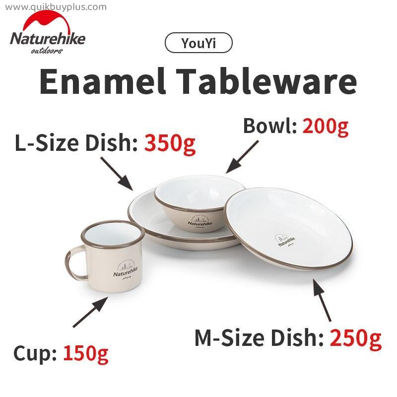 Naturehike Ultralight Picnic Enamel Tableware Plate/Cup/Bowl Outdoor Camping Cooking Equipment Travel Dinner Soup Bowl Water Cup