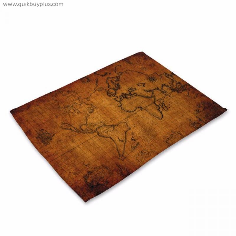 Navigation world map printing table mats art tablecloths kitchen drink coasters placemats