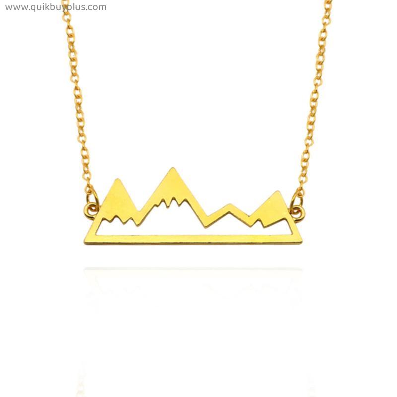 Necklace Female Fashion Simple Snow Mountain Shape Alloy Pendant Golden Black Hollow Collar Womens Necklaces Jewelrygift