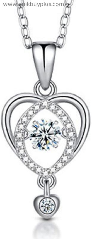 Necklace pendant jewelry elegant love heart smart love pendant romantic sparkling beating diamond love pendant women's necklace Christmas birthday gift