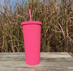 New 22oz Diamond Studded Water Bottle With Straw Tumbler Rubber Coated Matte Finish Textured Honeycomb Spiky Touch Cup Hot Sale