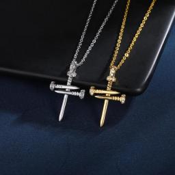 New Gold Nail Cross Necklace For Men Women Hip Hop Jewelry Jesus Religious Necklaces Jewelry Gift Metal Collier Femme