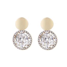 New Korean temperament shiny crystal Clip on earrings joker fashion non pierced geometric circular Women ear Clips