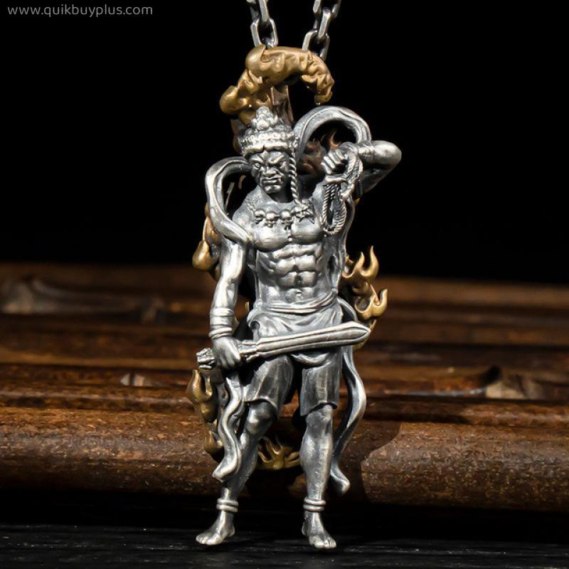 New Retro Style Pendant Men's Lucky Fortune God of Wealth Guan Gong Maitreya Buddha Brave Amulet Necklaces Jewelry Accessories
