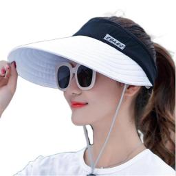 New Summer Outdoor Leisure Hat Ladies Travel All-Match Sun Hat Big Eaves Foldable Adjustable UV Protection Caps