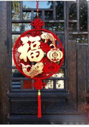 New Year Spring Festival Pendant Chinese Knot Gold Leaf Blessing Ornaments Felt Cloth 3D Home Window Door Decoration Pendant