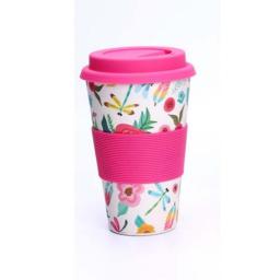 Newest Hot 400ml Reusable Bamboo Fibre coffee Cups Eco Friendly Travel Coffee Mugs Drinking mug with silicone lids