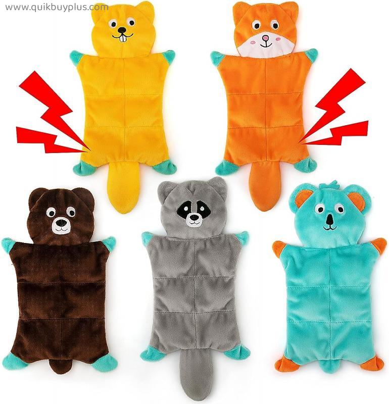 No Stuffing Dog Toys,5 Pack Dog Squeaky Toys Crinkle Plush Dog Toys Set for Puppy Teething, Durable Dog Chew Toys for Small Medium Dog,Cute Holiday Pet Toys for Playing Training Reducing Boredom
