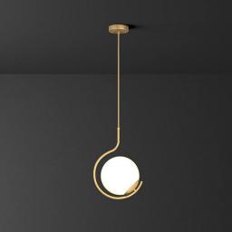 Nordic Glass Ball Pendent Lamp LED Dimmable Brass Suspended Chandelier Modern Home Living Room Hallway Ceiling Hanging Light Indoor Bedside Adjustable Lighting Fixture